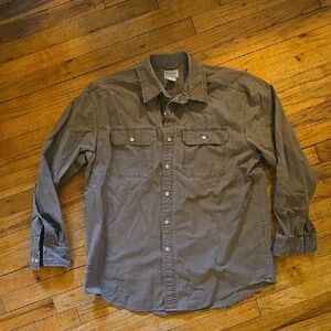 LL Bean large cotton brush brown canvas shirt